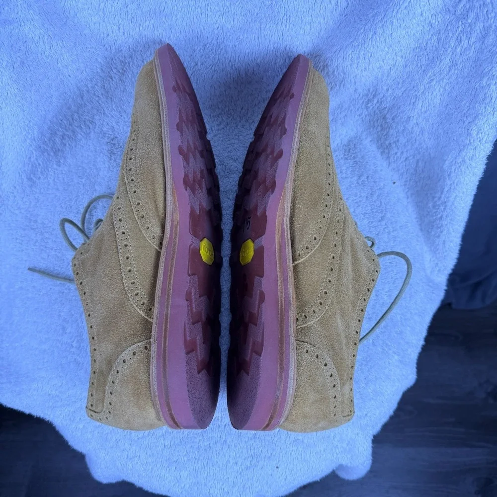 Cole Haan Wingtip Tan Suede Leather Shoes Vibram Soles Mens Size 12‎ M Dress EUC